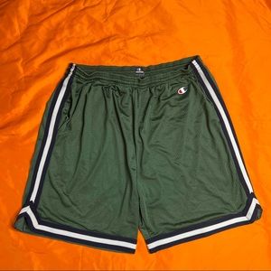 Champion striped green mesh shorts w/ drawstring